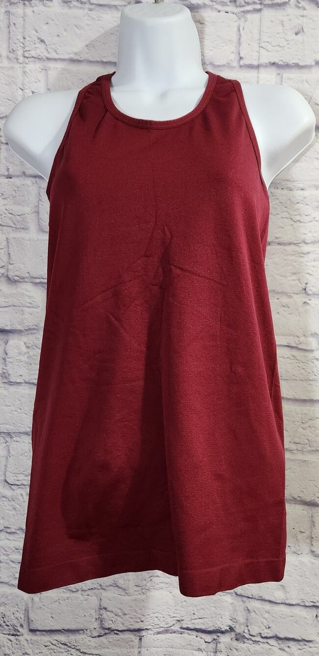 Feathers Maternity Burgundy Racerback Tank Top 0/S Cut Out Back Detail Stretchy